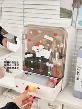化粧品収納ボックス【デスク用・防塵・アクリル製・仕切り付き】
