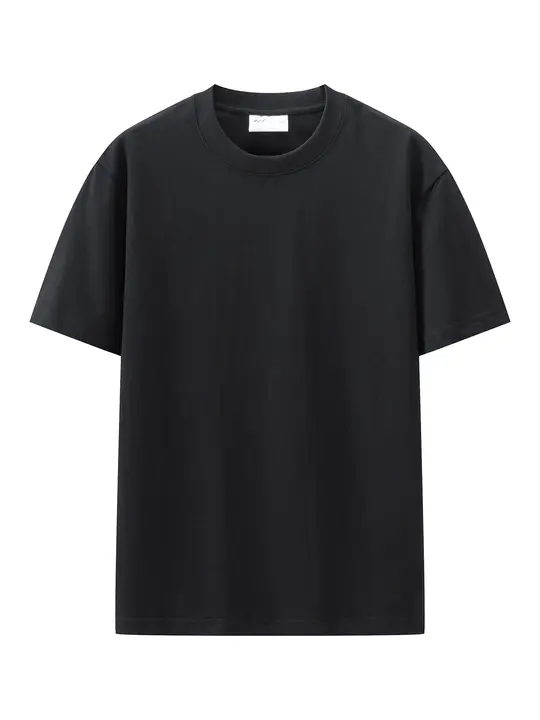 シンプルデザインの丸首男性用半袖Tシャツ【全棉・リブ付き・カジュアルストレート型】