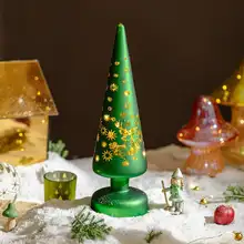 デスクトップ用ガラス製クリスマスツリーLEDナイトライト【雰囲気作り・クリエイティブなクリスマスギフト】