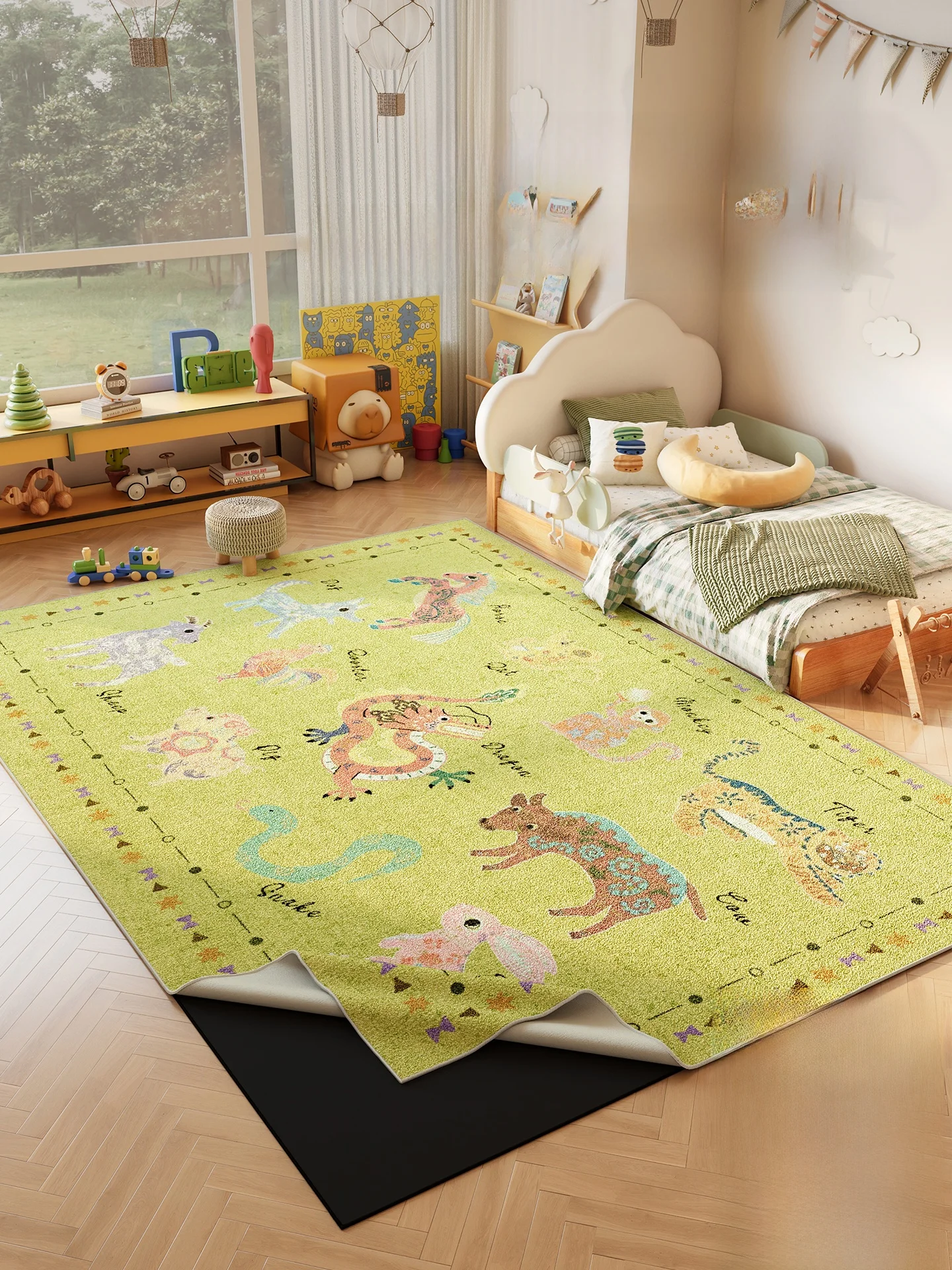洗えるふわふわラグカーペット：3歳児の部屋で安全かつ楽しく使える多巴胺デザイン