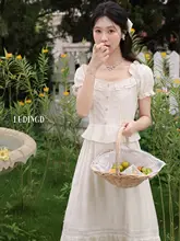 フレンチデザインのパフスリーブワンピース【夏用・極上の柔らかさ・大きいサイズ対応】