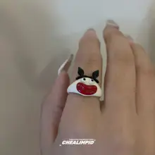 CHEALIMPID カートゥーンスタイルの面白いキャラクターリング【ユニセックス・オープンタイプ・かわいいデザイン】