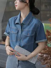 デザイン性に優れた夏用短袖デニムジャケット【韓国風・女性用・薄手】