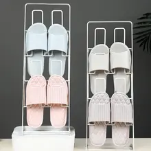 浴室用スリッパラック【穴あけ不要・多層縦型・アイアン製】