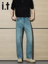 春夏用 ストレッチ素材 デニムパンツ【ブルーグリーン・レギュラーフィット・シンプルデザイン】