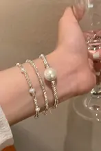 淡水パールブレスレット【シルバー色・軽やかで高級感・女性用】