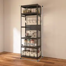 キッチンカウンターキャビネット 多層 家庭用 キャビネット 多機能 壁寄せ 収納キャビネット 黒