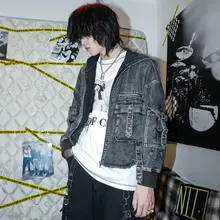 パンキッシュデザインの多ポケットフード付きジャケット【ゆったりフィット・短丈】