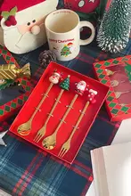 クリスマスギフト キャラクターカトラリーセット【ステンレス製コーヒースプーン・フルーツフォーク・家庭用】