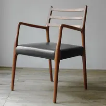 北欧スタイルの一人用リーディングチェア【モダンデザイン・ナチ ュラルウッド・クッション付き・ブラックウォルナット】
