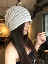 透け感のある薄手の女性用ニット帽【夏季・通気性・ゆったりフィット】（セットアップ対応）