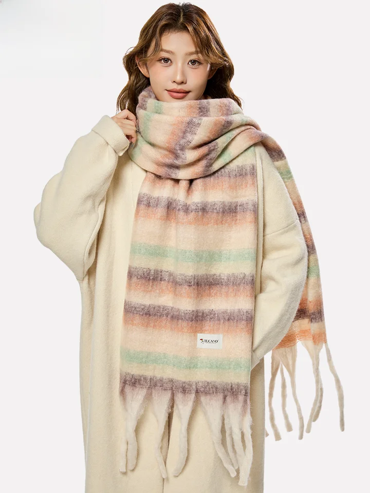 秋冬用レディースブラウンスカーフ【極上の柔らかさ・保温性・厚手】