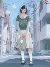 デザイン感のある春秋用トップス【アメリカン・ビンテージ風・ラウンドネック・長袖】（セットアップ対応）