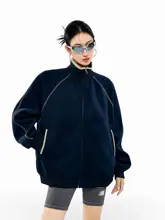 春季用ルーズフィットジッパー付きパーカー【スポーツスタイル・女性用】