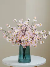 フェイク桃の花枝【中式インテリア・リビング装飾用・シルクフラワー・ロウバイの花束・テーブル装飾用】