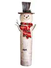北欧風クリスマス装飾用サンタクロースと雪だるまのウッドフィギュア