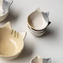 猫デザインの陶器製レトロプレート【和風・小皿・調味料皿】