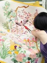 花鳥柄の新中式デザイン床辺マット【リビング・玄関用・書斎・衣帽間対応】
