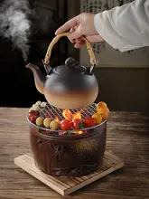 冬の囲炉裏で楽しむ煮茶用大サイズ炭火鍋【手作り・レトロスタイル・室内用】（セットアップ対応）