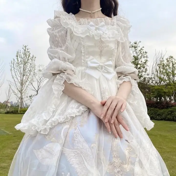 白いシフォンシャツ 女性用 夏季 フレアスリーブ フリル スタイル
