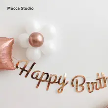 シンプルで上品なローズゴールド誕生日装飾【子供用・星形番号バルーン・パーティー用】