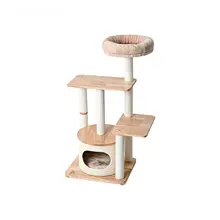全木製キャットタワー【猫ハウス・キャットツリー・ラバーウッド製・多機能】