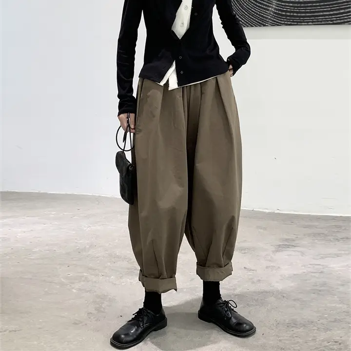 秋の新作 ハレンパンツ【ゆったりデザイン・ロールアップ・カジュアルスタイル】（セットアップ対応）