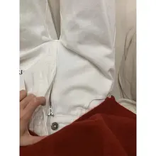 白色のゆったりワイドレッグデニムパンツ【ハイウエスト・スリム効果・レディース】