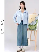 ポロ襟長袖シャツ【女性用・小柄向け・ゆったりデザイン・カーディガンとしても使用可】