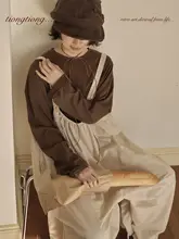 春季用コットンリネンサロペットパンツ【ゆったりシルエット・女性用】