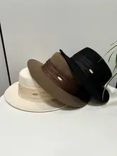 優雅なデザインのウールフェルト平頂帽子【秋冬用・褶じ装飾・イギリス風】