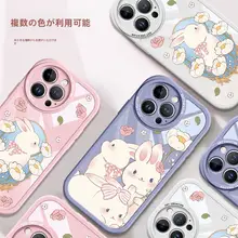 iPhone 14用 透明ウサギデザインシリコンケース【全包カバー・防振・可愛い女性向け】