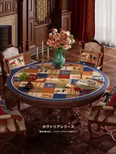 防水・油分を防ぐアメリカンレトロ円形テーブルマット【極上の柔らかさ・お手入れ簡単】