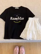 アメリカンリトロプリントのコットンTシャツ【女性用・ゆったりシルエット・カジュアル・短袖】