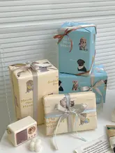ラッピングペーパー 猫柄 ソーダ柄 リボン付き 大サイズ DIYラッピング 誕生日プレゼント ギフトボックス