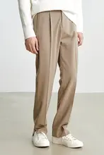 秋冬用高級感ある精練ウールのフィットパンツ【ストレート・メンズ】