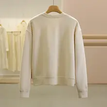 ラメプリントのクルーネックゆったりデザインスウェット【スリム効果・春秋用】