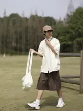 男女兼用 ヴィンテージ風 工業用パンツ【夏用・ゆったりしたストレートデザイン・五分丈】