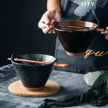陶器 ラーメンボウル 家庭用スープボウル サラダボウル フルーツボウル 両耳箸立てボウル 創意 レトロ