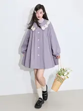 春用 蕾絲付きカラーコート【紫・ショート丈・小柄向け】