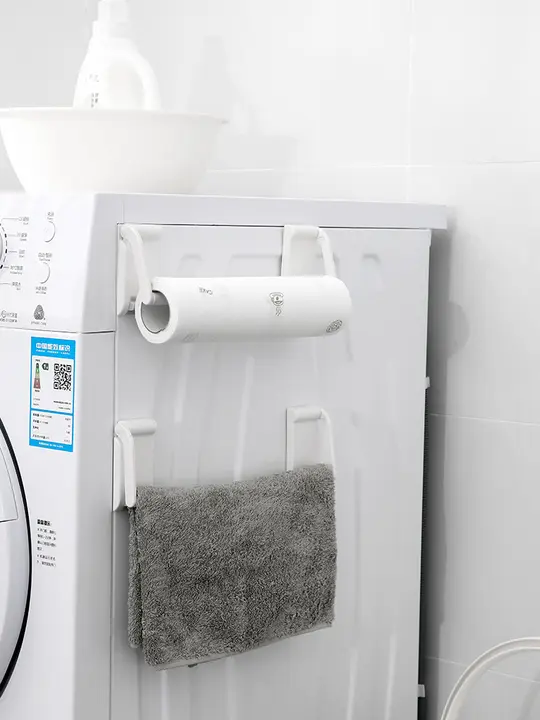 シンプルな磁石付きキッチンペーパーホルダー【穴あけ不要・壁掛けタイプ・保鮮膜収納対応】