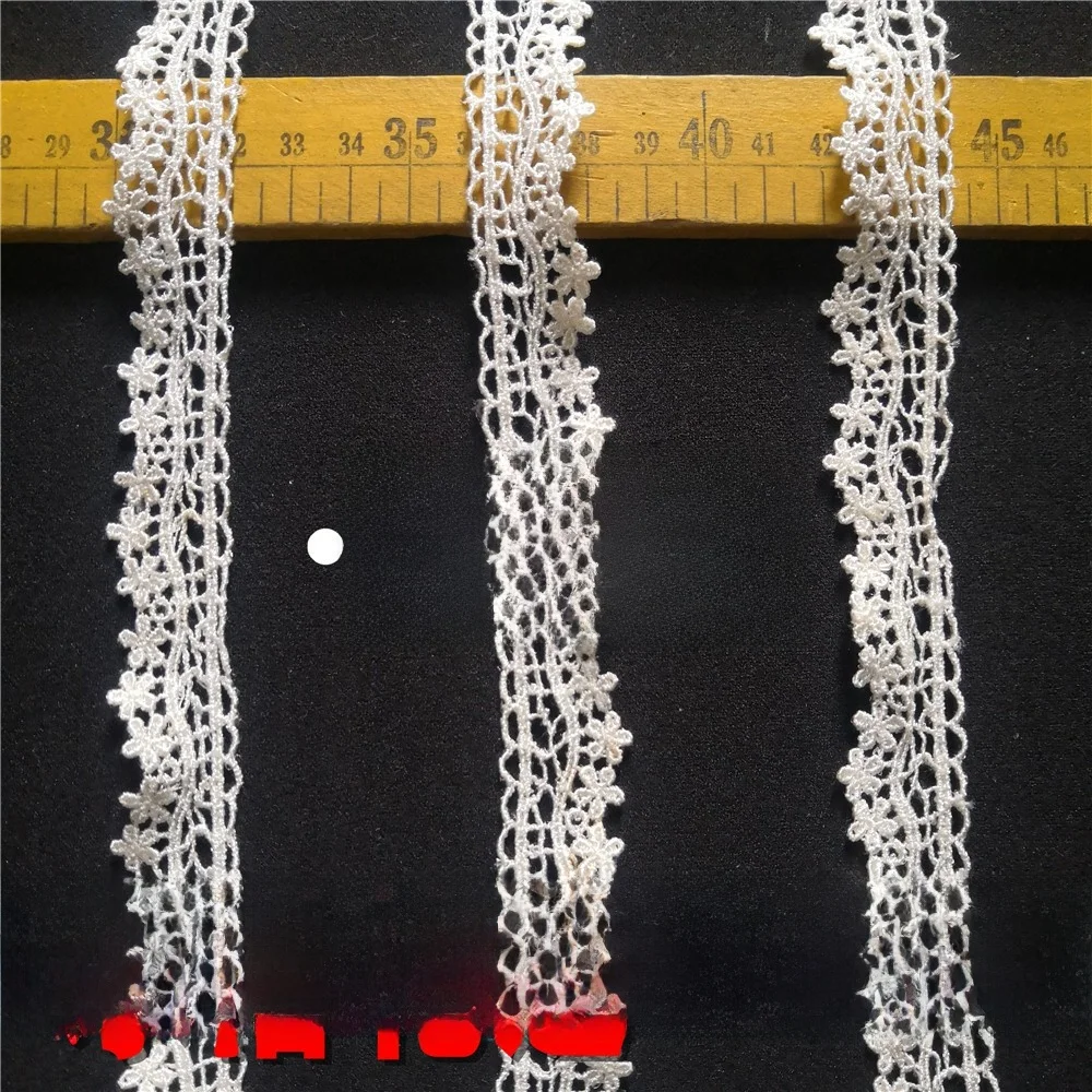 水溶性レース花柄リボン：幅2.5cmの服飾用とDIY刺繍に最適な生地タイプ