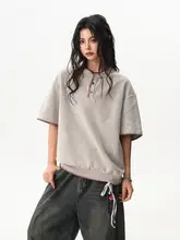 ヴィンテージ風 ハンドステッチ ヘンリーネックニットTシャツ【男女兼用・夏用】