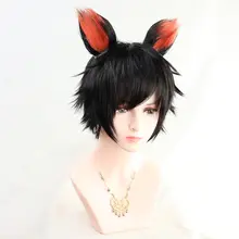 コスプレ用ウィッグ【黒色・反翘・耳付き・新干員デザイン】