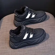 真皮加绒の冬用ブーツ【韓国風・厚底・温かい・高トップ】