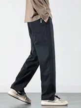 カジュアルパンツ メンズ ゴムウエスト ドレープ ワイド ストレート ルーズ 秋冬