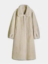 冬用 高級感ある厚手ワイドフィット襟付きエコファーコート