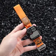Apple Watch用 バンド 編み込み マジックテープ 通気性 スポーツ アウトドア メンズ リストバンド