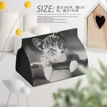 北欧風 猫デザインの簡約ティッシュボックス【リネン素材・家庭用・オフィス用】