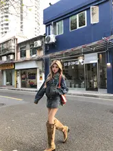 デニムAラインミニスカート【女性用・包臀デザイン・春夏向け】（セットアップ対応）